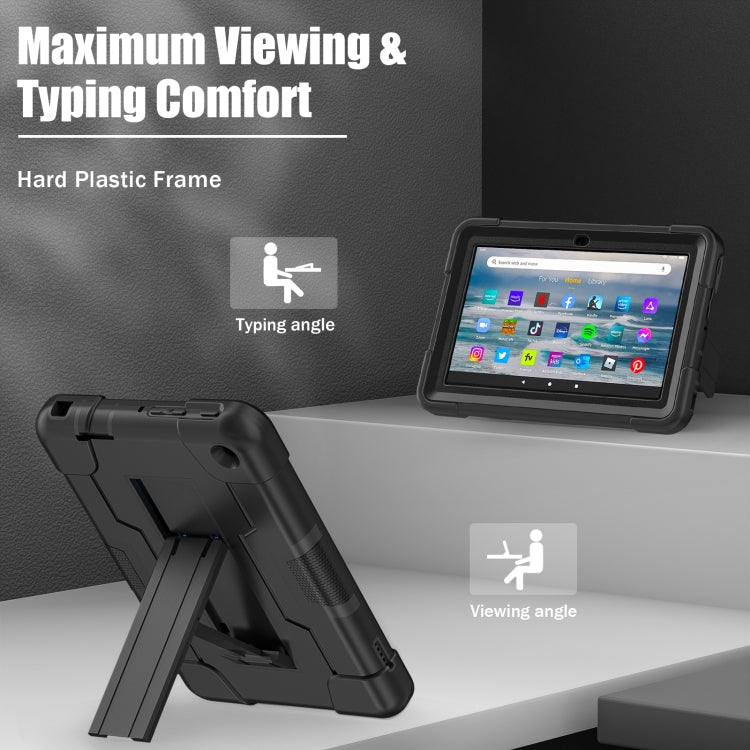 For Amazon Kindle Fire 7 2022 Contrast Color Kickstand Silicone Hard PC Tablet Case