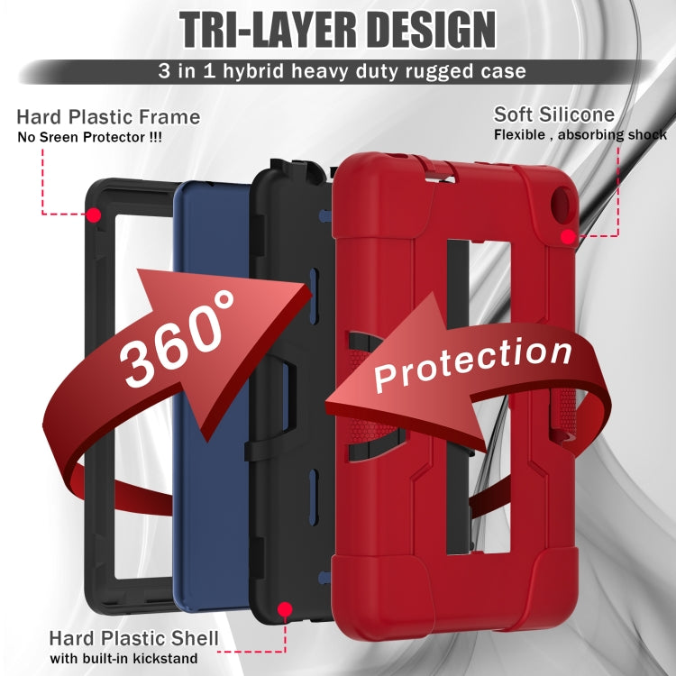For Amazon Kindle Fire 7 2022 Contrast Color Kickstand Silicone Hard PC Tablet Case