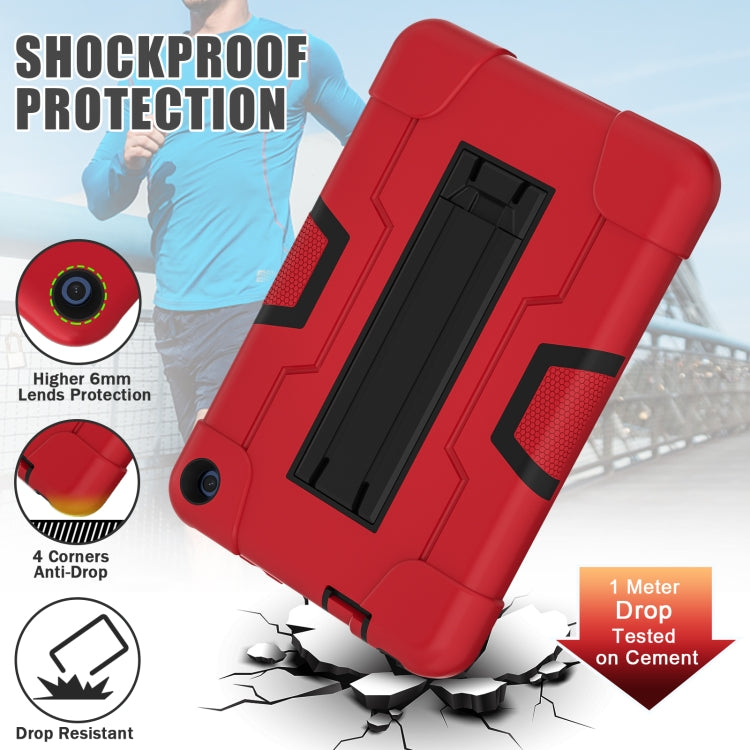 For Amazon Kindle Fire 7 2022 Contrast Color Kickstand Silicone Hard PC Tablet Case