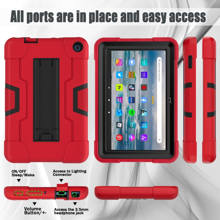 For Amazon Kindle Fire 7 2022 Contrast Color Kickstand Silicone Hard PC Tablet Case