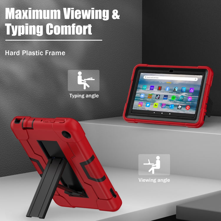 For Amazon Kindle Fire 7 2022 Contrast Color Kickstand Silicone Hard PC Tablet Case