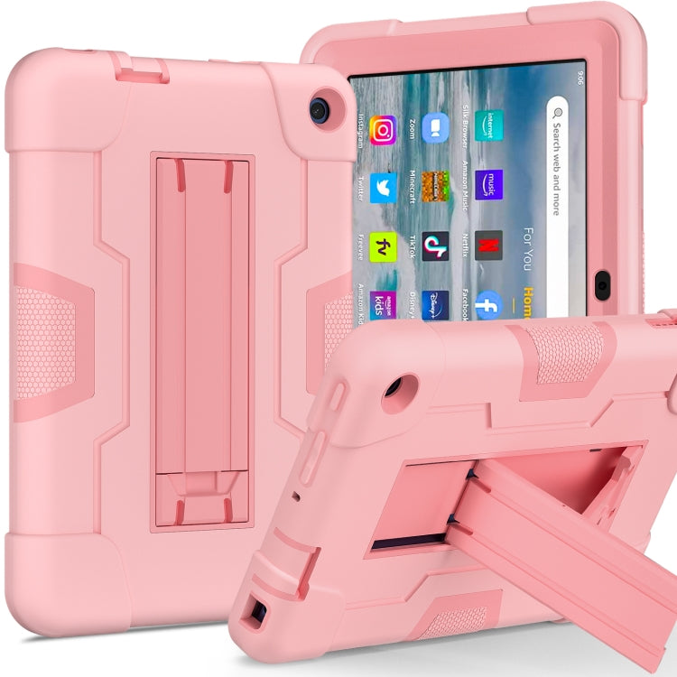 For Amazon Kindle Fire 7 2022 Contrast Color Kickstand Silicone Hard PC Tablet Case