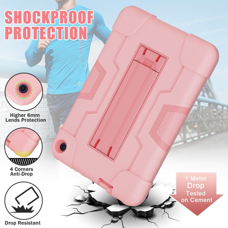 For Amazon Kindle Fire 7 2022 Contrast Color Kickstand Silicone Hard PC Tablet Case