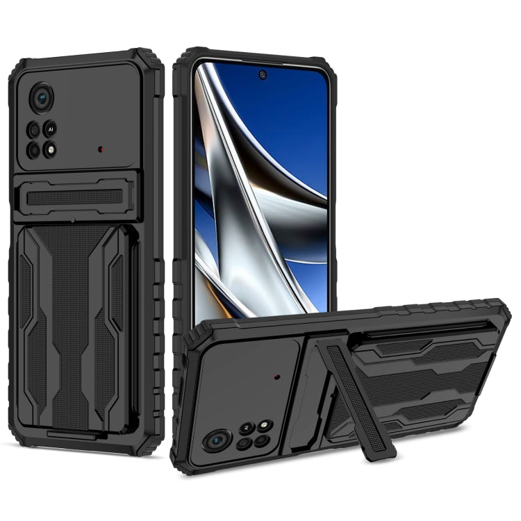For Xiaomi Poco X4 Pro 5G Kickstand Armor Card Wallet Phone Case