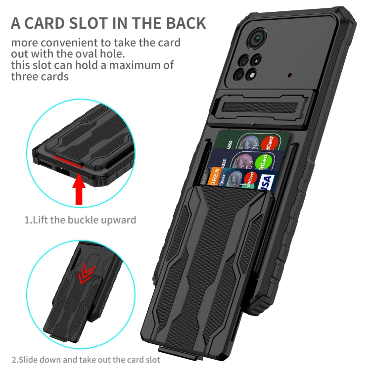 For Xiaomi Poco X4 Pro 5G Kickstand Armor Card Wallet Phone Case