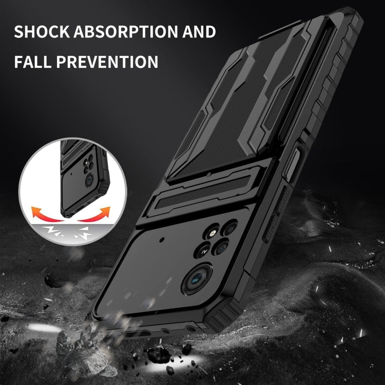 For Xiaomi Poco X4 Pro 5G Kickstand Armor Card Wallet Phone Case