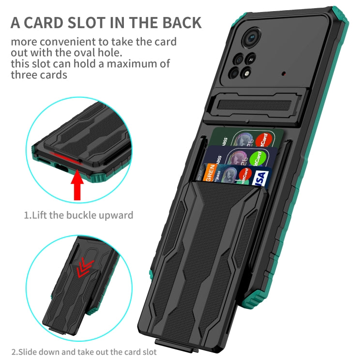 For Xiaomi Poco X4 Pro 5G Kickstand Armor Card Wallet Phone Case