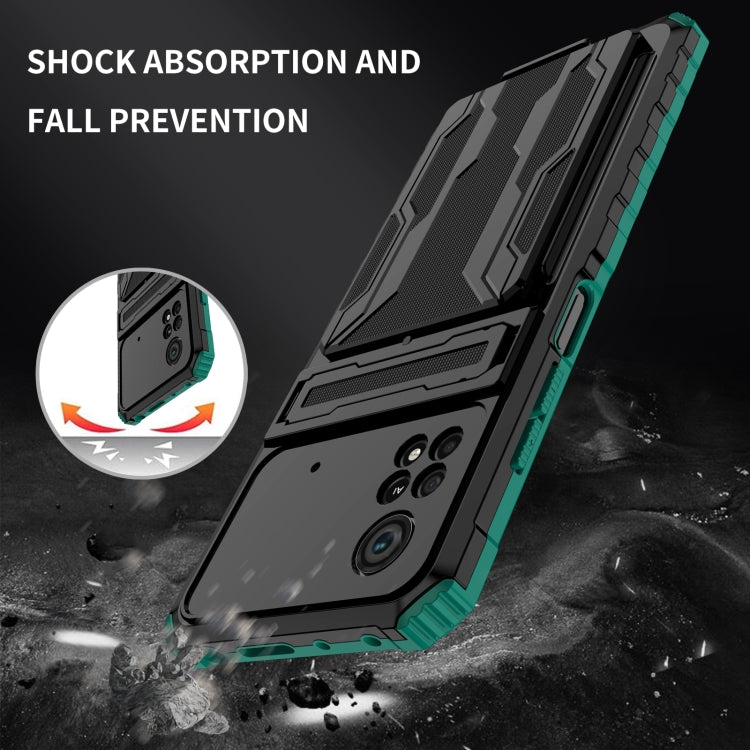 For Xiaomi Poco X4 Pro 5G Kickstand Armor Card Wallet Phone Case
