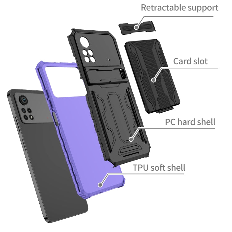 For Xiaomi Poco X4 Pro 5G Kickstand Armor Card Wallet Phone Case