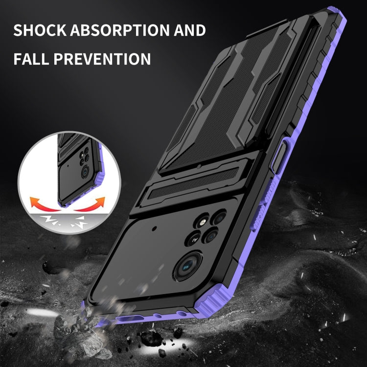 For Xiaomi Poco X4 Pro 5G Kickstand Armor Card Wallet Phone Case