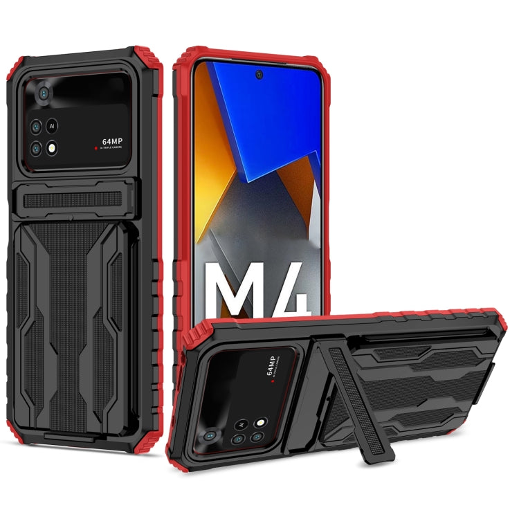 For Xiaomi Poco M4 Pro 4G Kickstand Armor Card Wallet Phone Case