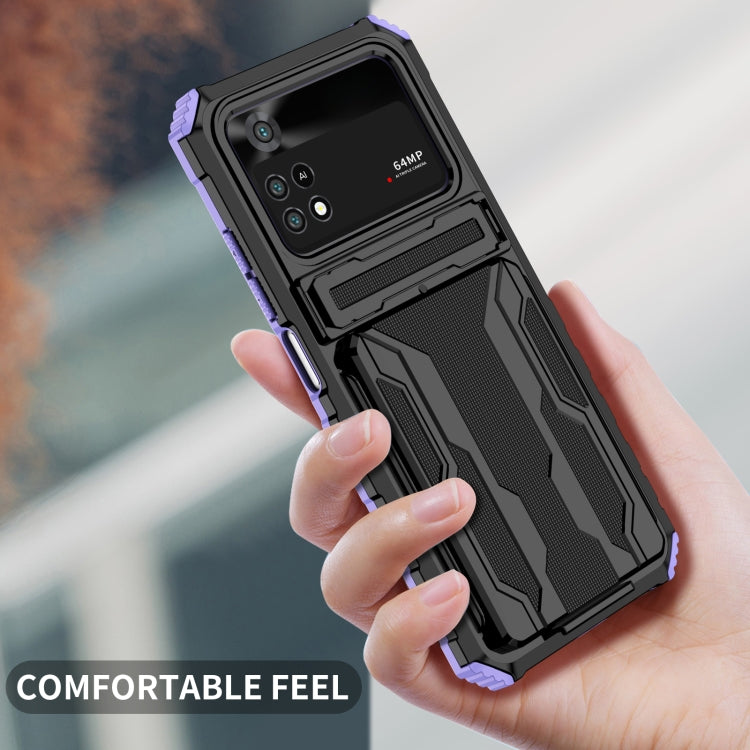 For Xiaomi Poco M4 Pro 4G Kickstand Armor Card Wallet Phone Case