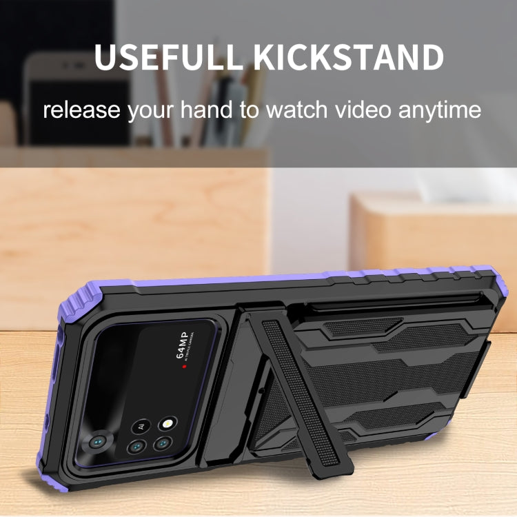 For Xiaomi Poco M4 Pro 4G Kickstand Armor Card Wallet Phone Case