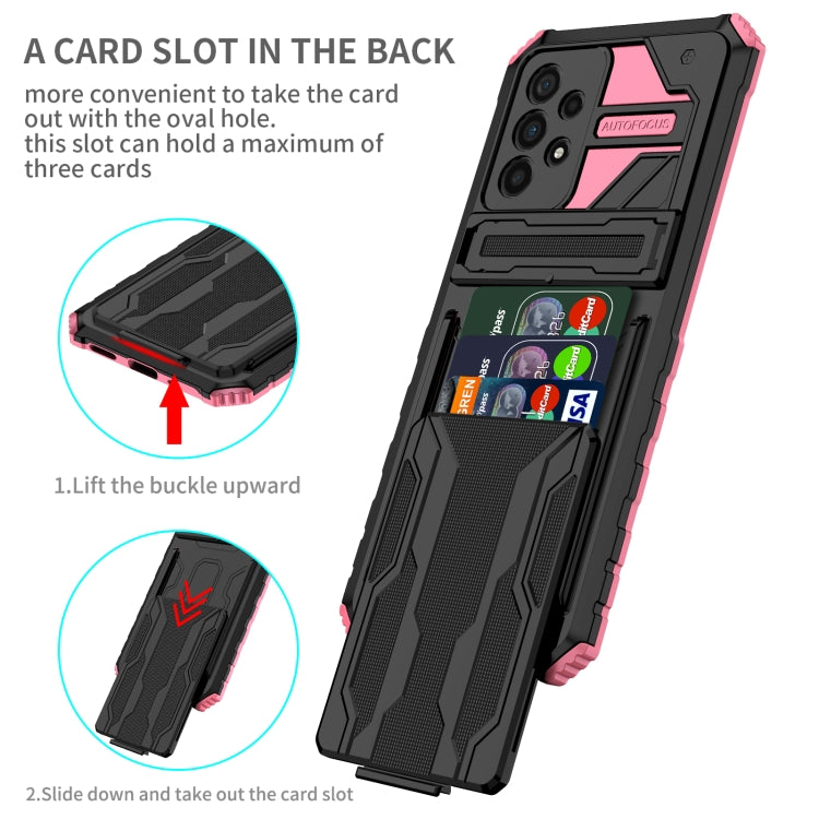 For Samsung Galaxy A73 Kickstand Armor Card Wallet Phone Case