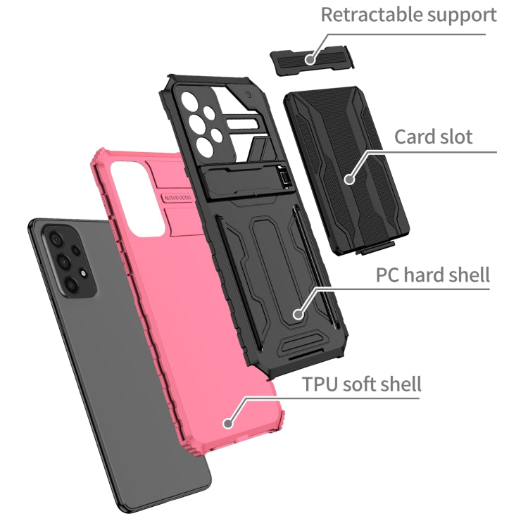 For Samsung Galaxy A73 Kickstand Armor Card Wallet Phone Case