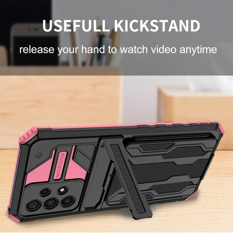 For Samsung Galaxy A73 Kickstand Armor Card Wallet Phone Case