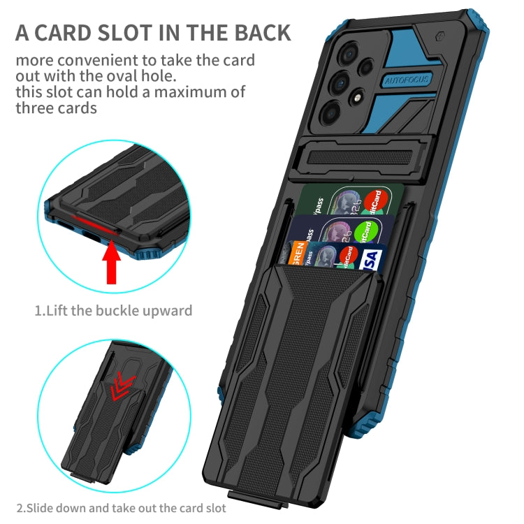 For Samsung Galaxy A73 Kickstand Armor Card Wallet Phone Case