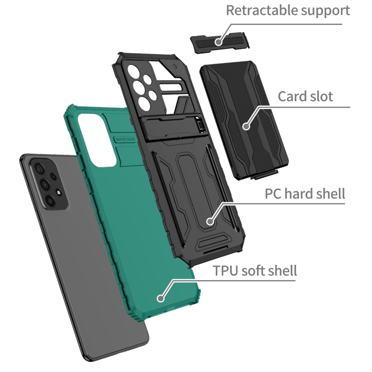 For Samsung Galaxy A73 Kickstand Armor Card Wallet Phone Case