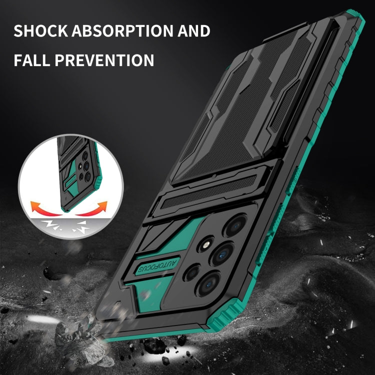 For Samsung Galaxy A73 Kickstand Armor Card Wallet Phone Case