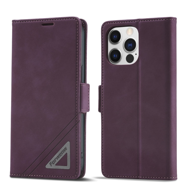 For iPhone 14 Pro Max Forwenw Dual-side Buckle Leather Phone Case
