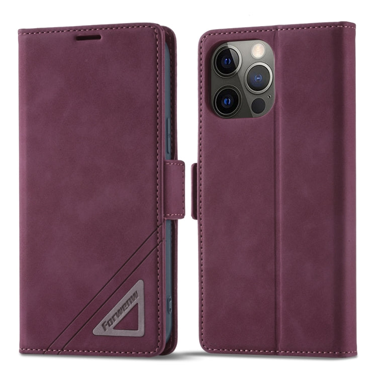 For iPhone 13 Pro Max Forwenw Dual-side Buckle Leather Phone Case