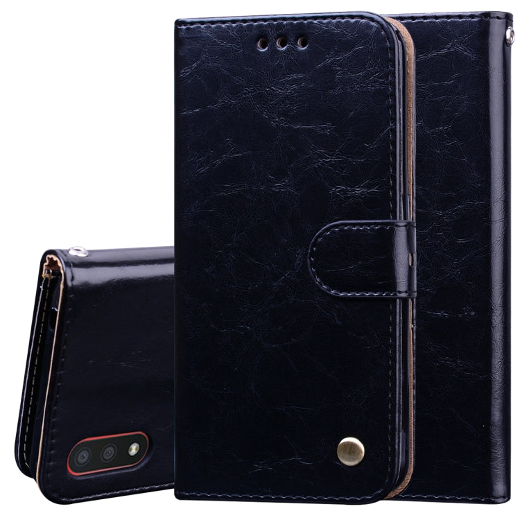 For Galaxy A01 Business Style Oil Wax Texture Horizontal Flip Leather Case, with Holder & Card Slots & Wallet
