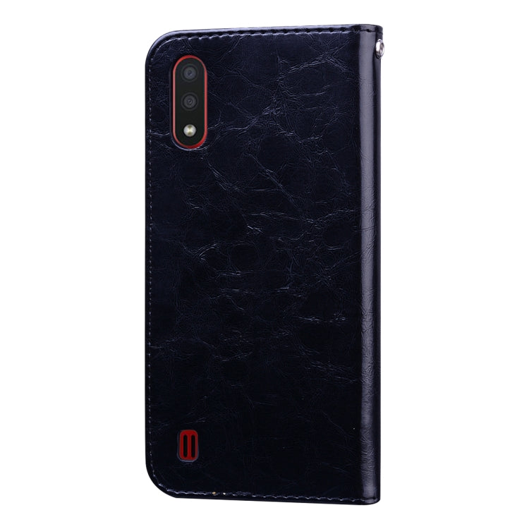 For Galaxy A01 Business Style Oil Wax Texture Horizontal Flip Leather Case, with Holder & Card Slots & Wallet
