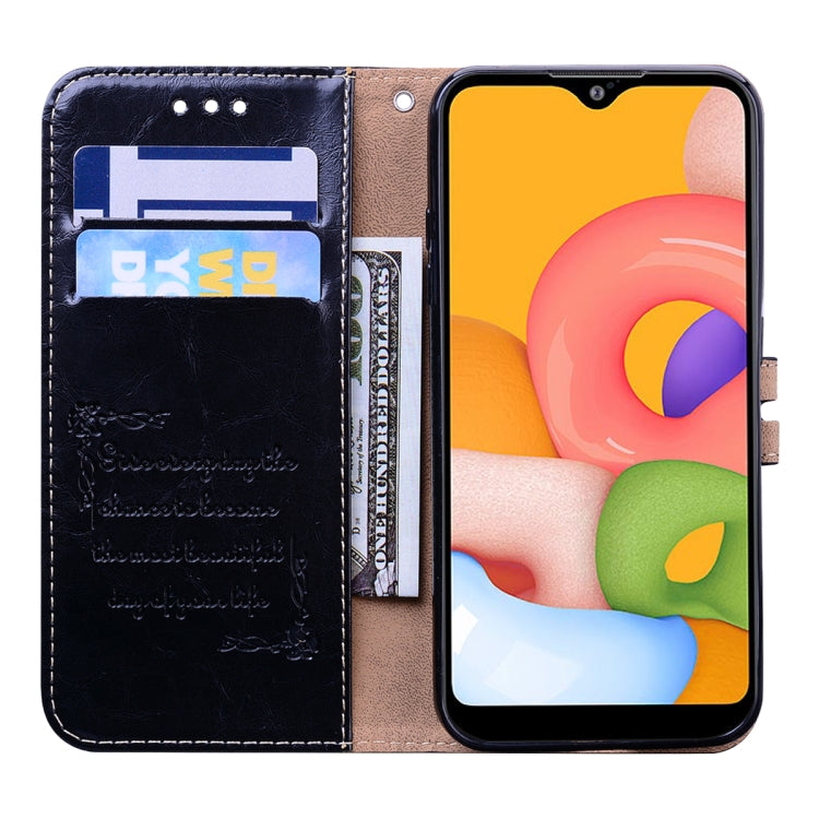 For Galaxy A01 Business Style Oil Wax Texture Horizontal Flip Leather Case, with Holder & Card Slots & Wallet