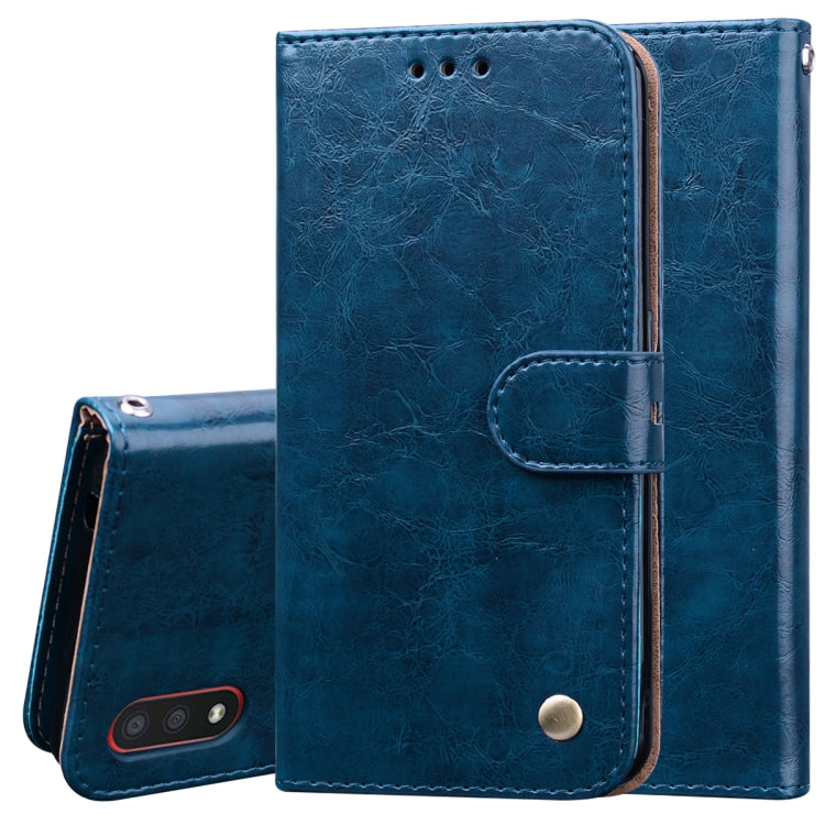 For Galaxy A01 Business Style Oil Wax Texture Horizontal Flip Leather Case, with Holder & Card Slots & Wallet