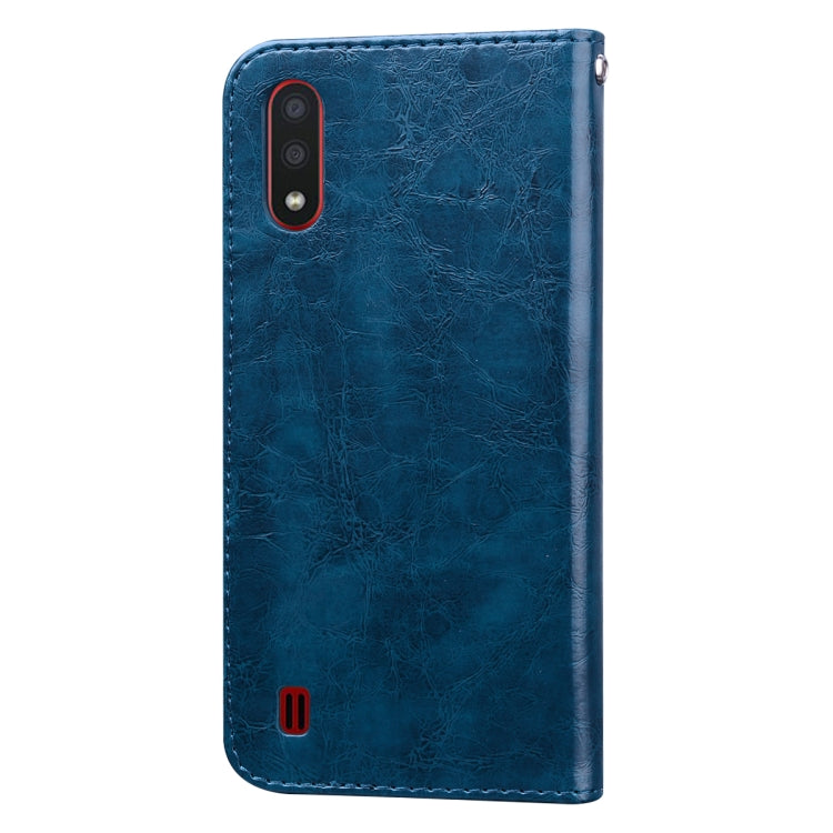 For Galaxy A01 Business Style Oil Wax Texture Horizontal Flip Leather Case, with Holder & Card Slots & Wallet