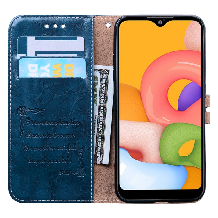 For Galaxy A01 Business Style Oil Wax Texture Horizontal Flip Leather Case, with Holder & Card Slots & Wallet