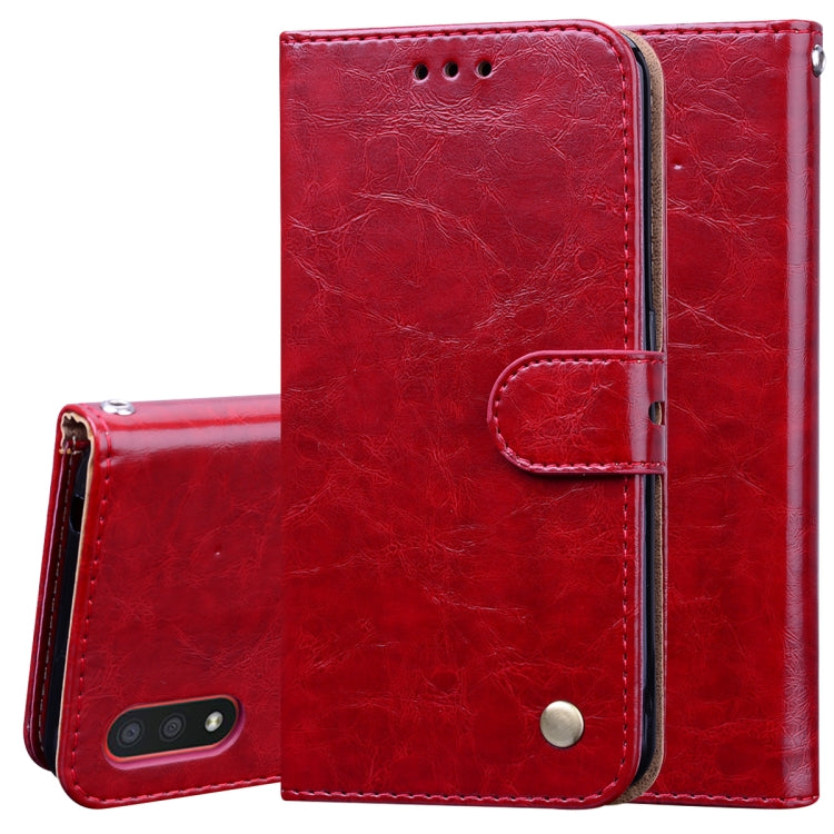 For Galaxy A01 Business Style Oil Wax Texture Horizontal Flip Leather Case, with Holder & Card Slots & Wallet