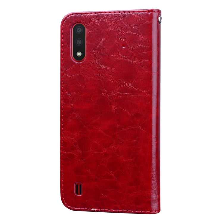 For Galaxy A01 Business Style Oil Wax Texture Horizontal Flip Leather Case, with Holder & Card Slots & Wallet