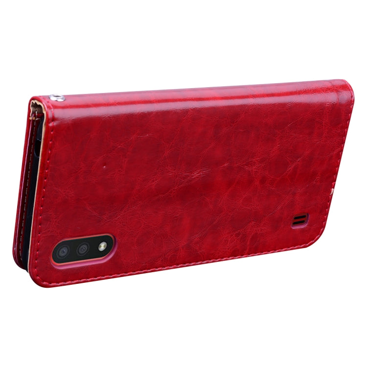 For Galaxy A01 Business Style Oil Wax Texture Horizontal Flip Leather Case, with Holder & Card Slots & Wallet