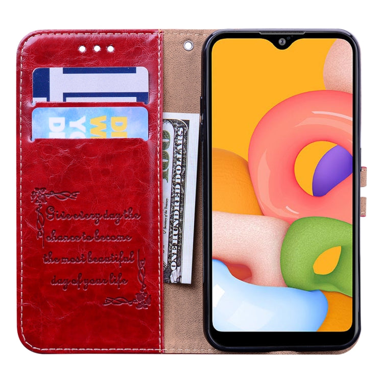 For Galaxy A01 Business Style Oil Wax Texture Horizontal Flip Leather Case, with Holder & Card Slots & Wallet
