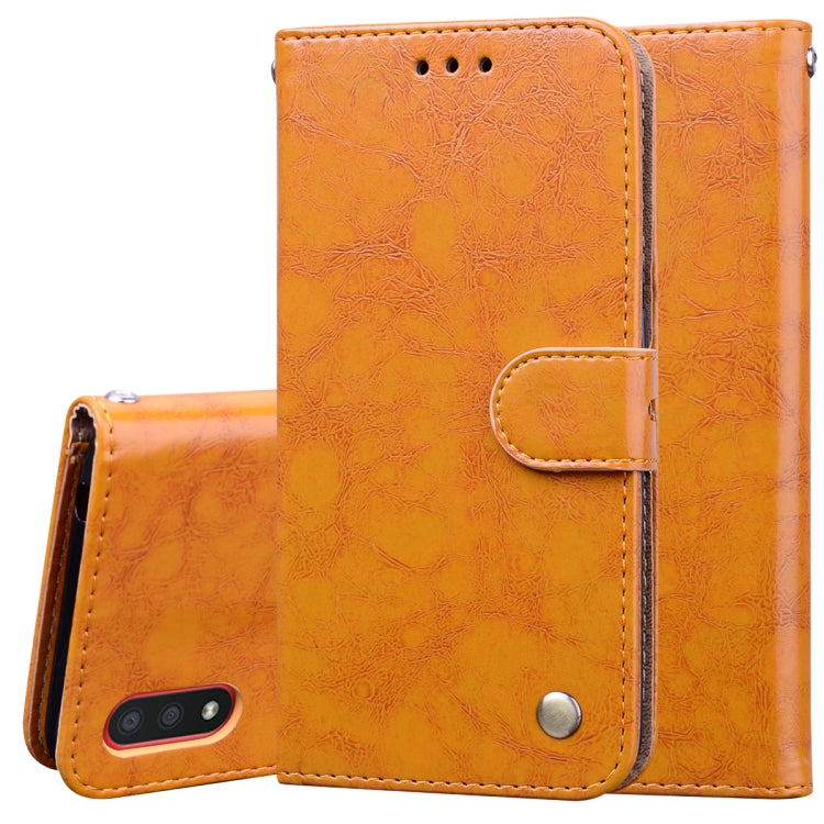 For Galaxy A01 Business Style Oil Wax Texture Horizontal Flip Leather Case, with Holder & Card Slots & Wallet