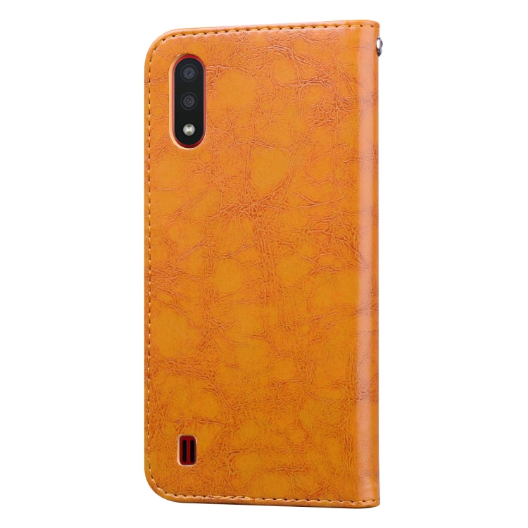 For Galaxy A01 Business Style Oil Wax Texture Horizontal Flip Leather Case, with Holder & Card Slots & Wallet