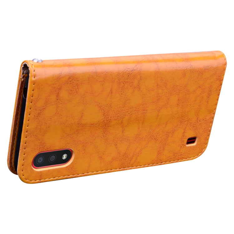 For Galaxy A01 Business Style Oil Wax Texture Horizontal Flip Leather Case, with Holder & Card Slots & Wallet