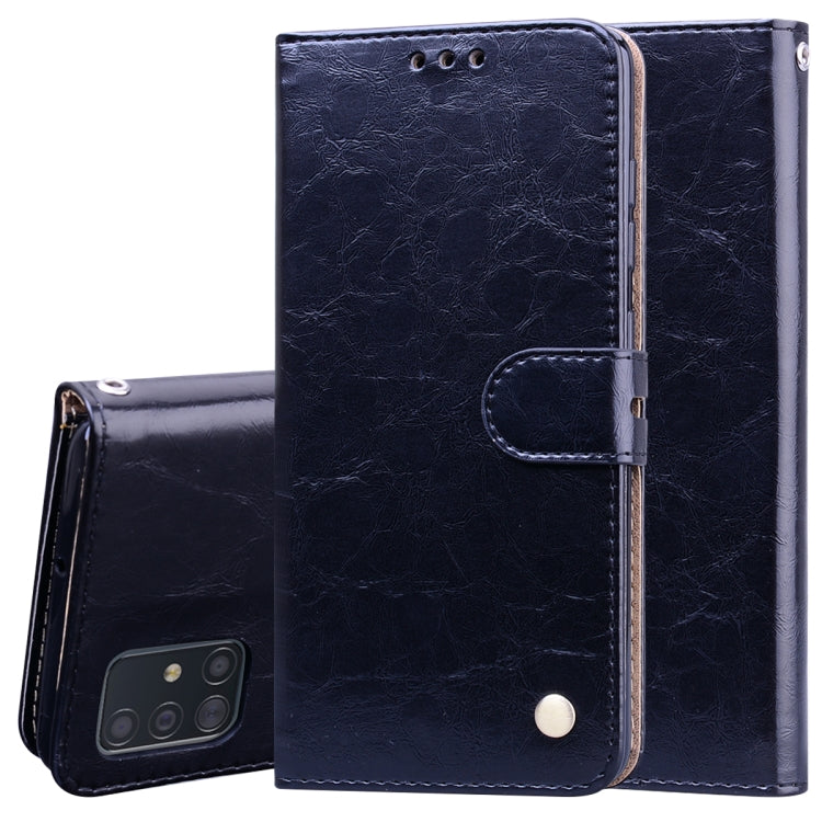 For Galaxy A51 Business Style Oil Wax Texture Horizontal Flip Leather Case, with Holder & Card Slots & Wallet