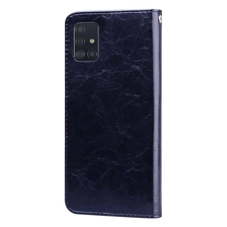 For Galaxy A51 Business Style Oil Wax Texture Horizontal Flip Leather Case, with Holder & Card Slots & Wallet