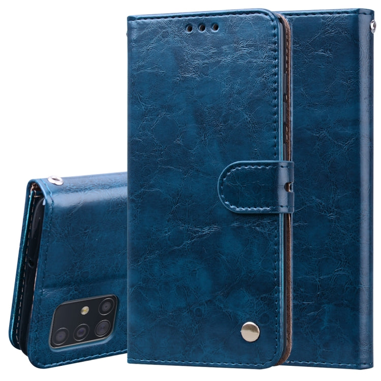 For Galaxy A51 Business Style Oil Wax Texture Horizontal Flip Leather Case, with Holder & Card Slots & Wallet