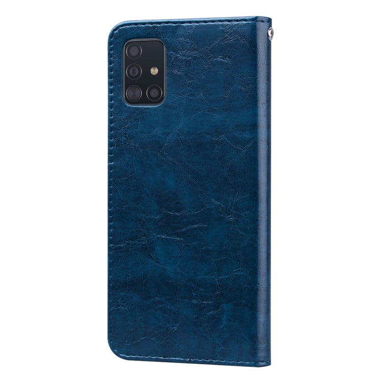 For Galaxy A51 Business Style Oil Wax Texture Horizontal Flip Leather Case, with Holder & Card Slots & Wallet