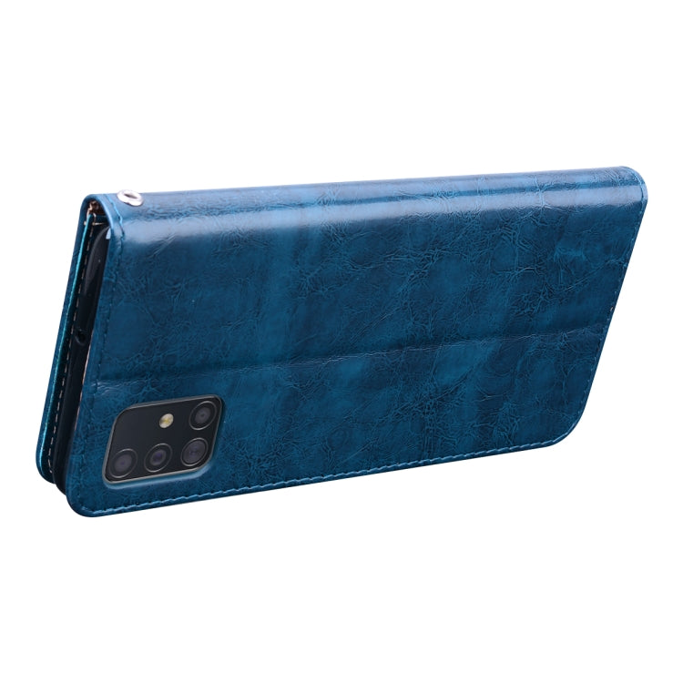 For Galaxy A51 Business Style Oil Wax Texture Horizontal Flip Leather Case, with Holder & Card Slots & Wallet