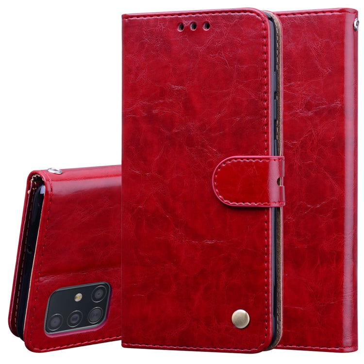 For Galaxy A51 Business Style Oil Wax Texture Horizontal Flip Leather Case, with Holder & Card Slots & Wallet