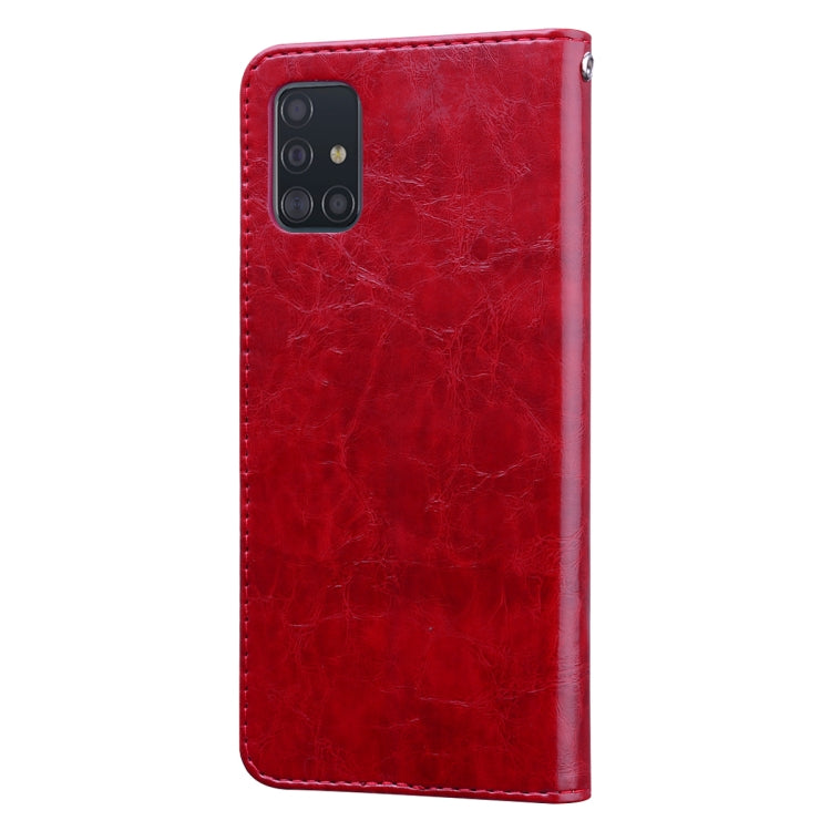 For Galaxy A51 Business Style Oil Wax Texture Horizontal Flip Leather Case, with Holder & Card Slots & Wallet