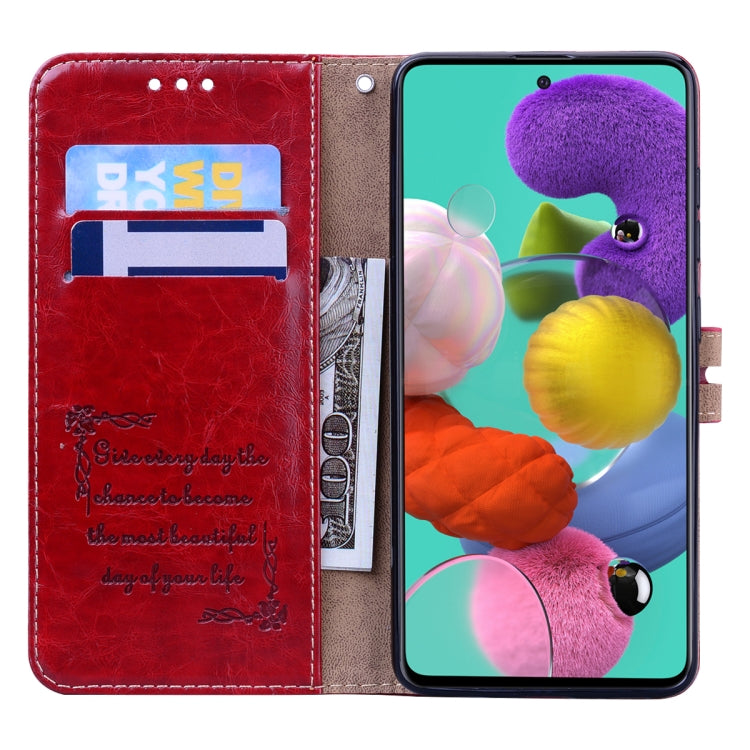 For Galaxy A51 Business Style Oil Wax Texture Horizontal Flip Leather Case, with Holder & Card Slots & Wallet