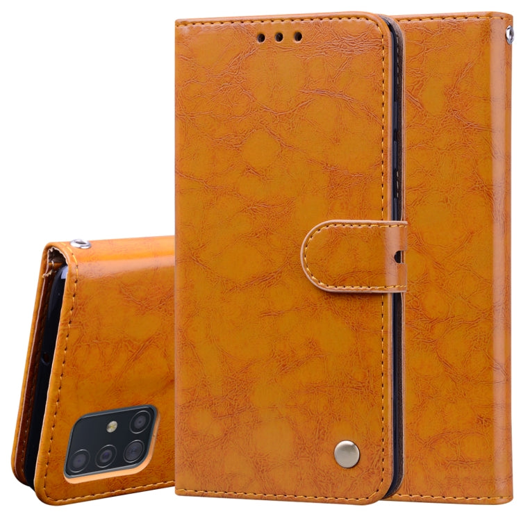 For Galaxy A51 Business Style Oil Wax Texture Horizontal Flip Leather Case, with Holder & Card Slots & Wallet