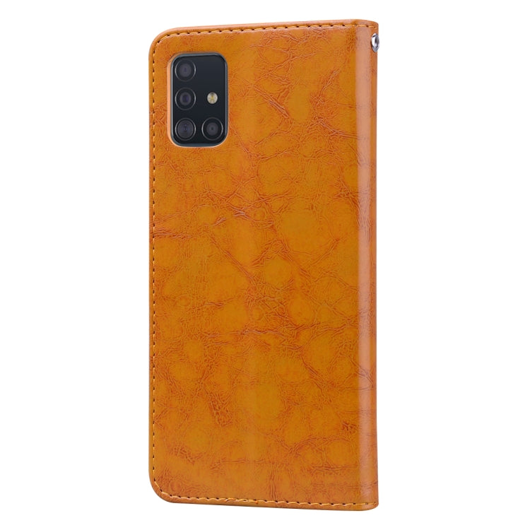 For Galaxy A51 Business Style Oil Wax Texture Horizontal Flip Leather Case, with Holder & Card Slots & Wallet