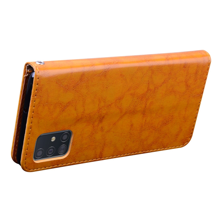 For Galaxy A51 Business Style Oil Wax Texture Horizontal Flip Leather Case, with Holder & Card Slots & Wallet