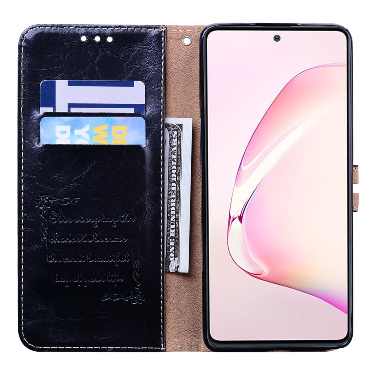 For Galaxy A81 / Note 10 Lite Business Style Oil Wax Texture Horizontal Flip Leather Case, with Holder & Card Slots & Wallet